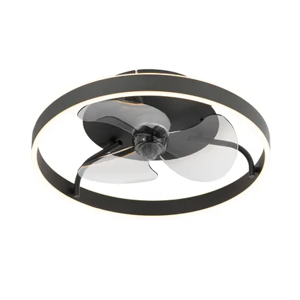 QAZQA Plafondventilator zwart incl. LED met afstandsbediening - Maddy 9