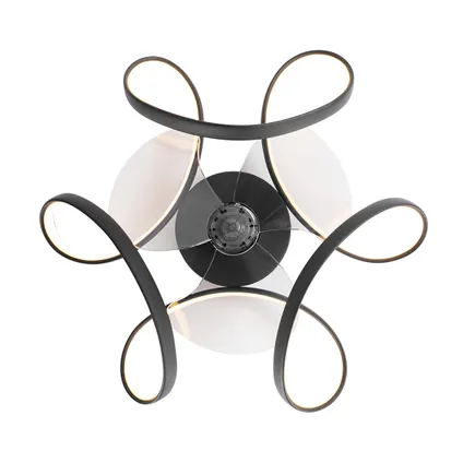 QAZQA Plafondventilator zwart incl. LED met afstandsbediening - Mandy 10