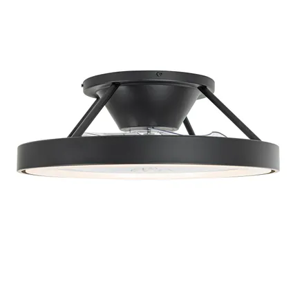 QAZQA Ventilateur de plafond intelligent noir avec LED avec télécommande - Dave 6