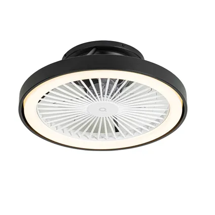 QAZQA Ventilateur de plafond intelligent noir avec LED avec télécommande - Dave 7