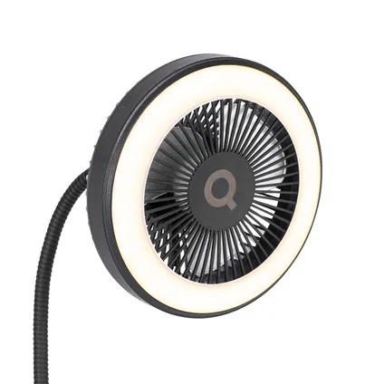 QAZQA Vloerventilator zwart incl. LED dimbaar 2-lichts - Dores 5