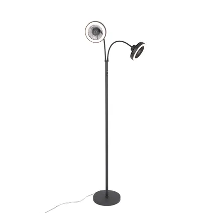QAZQA Ventilateur de sol noir avec LED dimmable 2 lumières - Dores 10