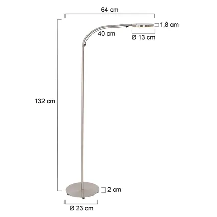 Mexlite vloerlamp Platu H 132cm mat chroom 10