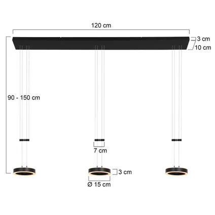 Steinhauer hanglamp Piola 3 lichts L 120cm zwart 10