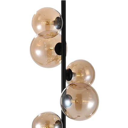 Freelight vloerlamp Calcio 6 lichts H 170cm excl. 6x G9 LED amber glas zwart 3