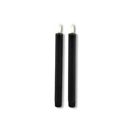 Countryfield Led kaarsen/dinerkaarsen - 2x stuks - zwart - 24 cm