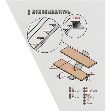 HandyStairs middenboomtrap "Bergamo" - Rechte trap met 13 beuken treden - Zwart 3