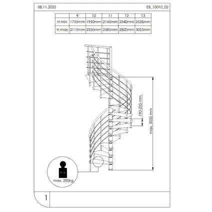 Escalier colimaçon VENEZIA-S - Diamètre 100 cm - Acier gris 6