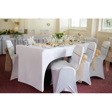 Perel Hoes voor tafel, wit, rechthoekig met boogvorm, 180x75x74cmBoogvorm, Polyester 2