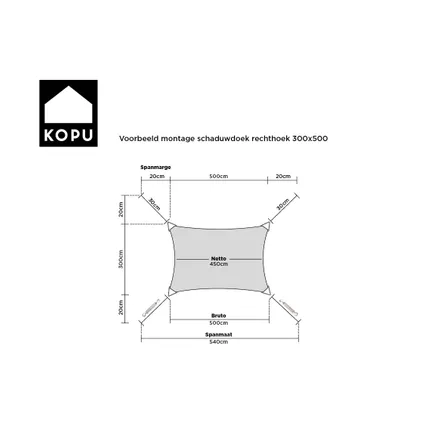 Toile d'ombrage Kopu® Rectangle 280 grammes Perméable à l'eau 3x5 m - Crème 8