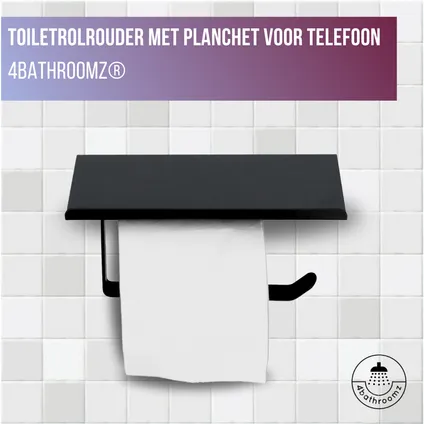 4bathroomz® Toiletrolhouder met planchet voor telefoon - wc rolhouder 3