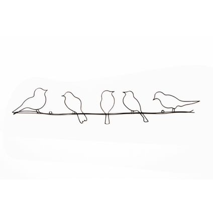 Objet Filaire Métal Oiseaux sur un fil 60 x 12cm Gris anthracite