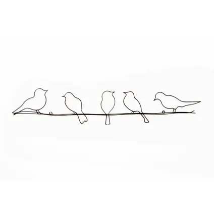 Objet Filaire Métal Oiseaux sur un fil 60 x 12cm Gris anthracite