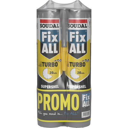 Colle de montage Soudal Duopack FixALL Turbo blanc 2x290ml