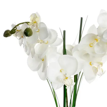 Atmosphera Kunstplant Orchidee - witte bloemen in zwarte pot - H53 cm 2
