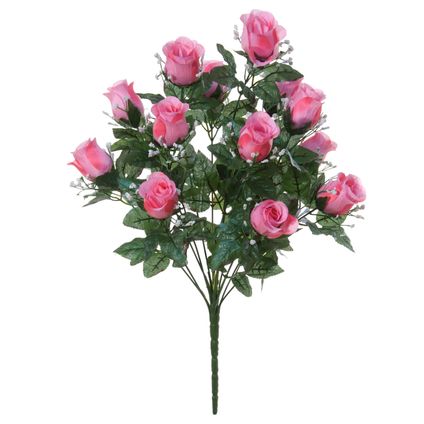 Louis Maes Kunstbloemen boeket rozen/gipskruid - lichtroze - H56 cm