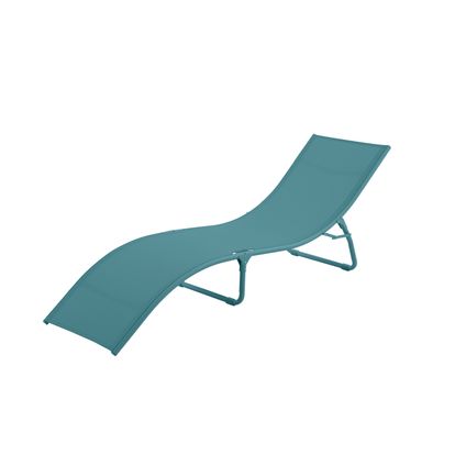 Chaise longue Central Park Wave pliante bleu océan 65x57x83cm