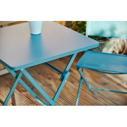 Table de bistro Central Park pliable bleu océan 60x60cm 3