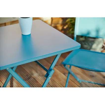 Table de bistro Central Park pliable bleu océan 60x60cm 6