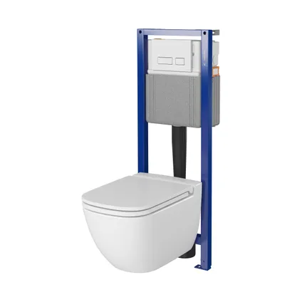 Aquazuro inbouwreservoir set Iris 2 | Quick release & Soft-close toiletzitting | Randloos toiletpot
