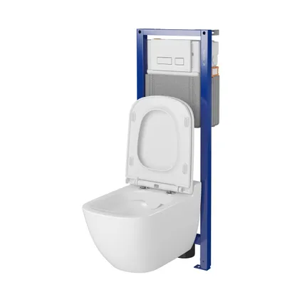 Aquazuro inbouwreservoir set Iris 2 | Quick release & Soft-close toiletzitting | Randloos toiletpot 2