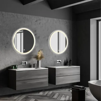 LOMAZOO Miroir salle de bain Seattle avec LED 60 cm rond 4