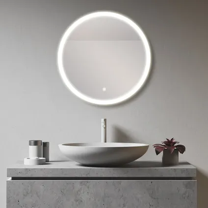 LOMAZOO Miroir salle de bain Seattle avec LED 60 cm rond 7