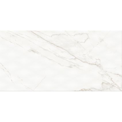 Carrelage mural Stay Classy - Céramique - Texture diamant - Brillant - Blanc - 29,8x59,8cm - 1,25m²