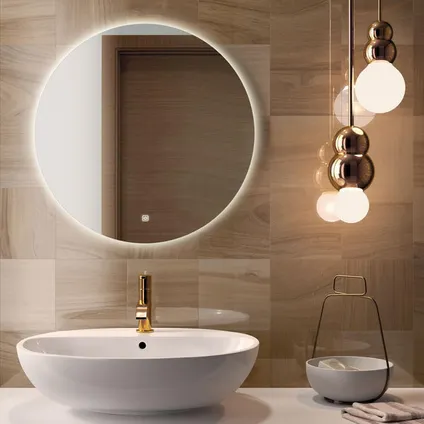 LOMAZOO Miroir salle de bain Dallas avec LED 80 cm rond 6