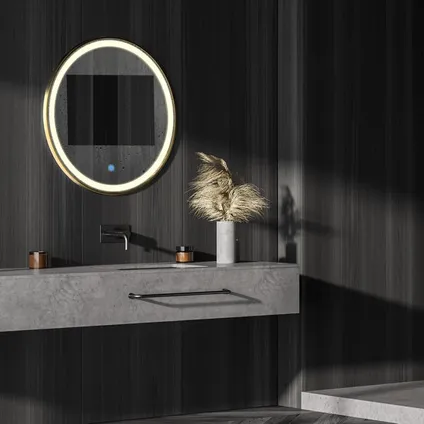 LOMAZOO Miroir salle de bain Paris avec LED 80 cm doré rond 5
