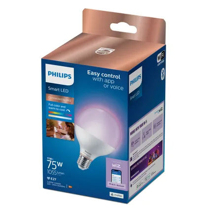 Philips slimme ledlamp G95 gekleurd en wit licht E27 11W