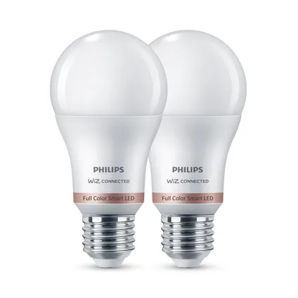 Ampoule LED connectée Philips A60 lumière blanche et colorée E27 8,5W 2 pcs 2