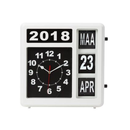 Perel Horloge murale, carré, analogique, 310 x 310 mm, Blanc, Néerlandais