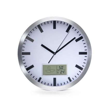 Perel Horloge murale, rond, analogique, 250 mm, Blanc