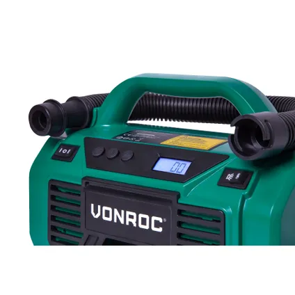 VONROC Accu compressor VPower 20V – 20V accu & 12V aansluiting – 11 bar – Incl. 8 accessoires 4