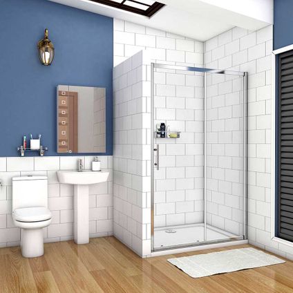 Porte de douche coulissante AICA sanitaire 130x190cm en verre de sécurité