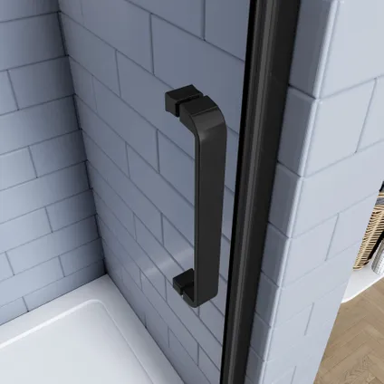 Porte douche pivotante AICA sanitaire 120x195cm profilé noir en 8mm verre 7