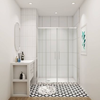 Porte de douche coulissante doublé AICA sanitaire 150x190cm verre de sécurité