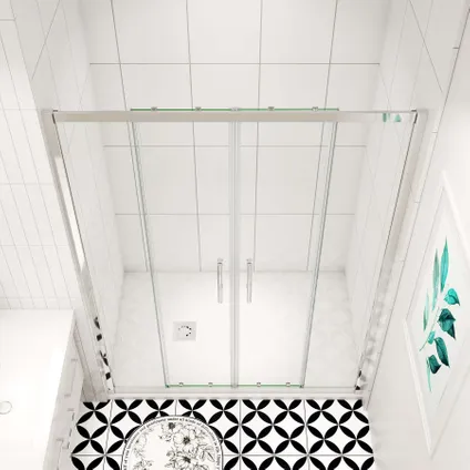 Porte de douche coulissante doublé AICA sanitaire 150x190cm verre de sécurité 4