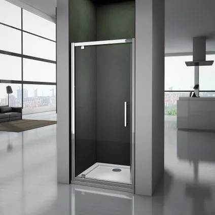 Porte de douche AICA sanitaire 90x185cm verre de sécurité profilé chromé