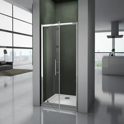 Porte de douche AICA sanitaire 90x185cm verre de sécurité profilé chromé 2