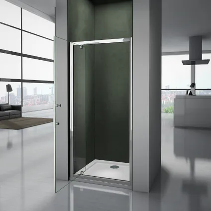 Porte de douche AICA sanitaire 90x185cm verre de sécurité profilé chromé 5