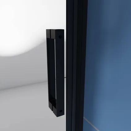 Porte douche pivotante AICA 80x185cm profilé noir 6mm verre anticalcaire 5