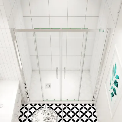 Porte de douche coulissante doublé AICA sanitaire 120x190cm verre de sécurité 4