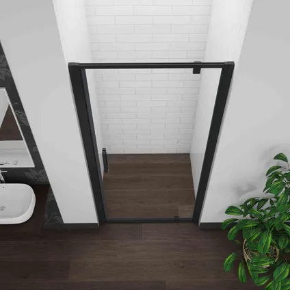 Porte de douche pivotante AICA sanitaire 80x185cm profilé noir en verre sécurité 4