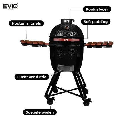 EVIQ Kamado 18" Keramische Barbecue Zwart 6