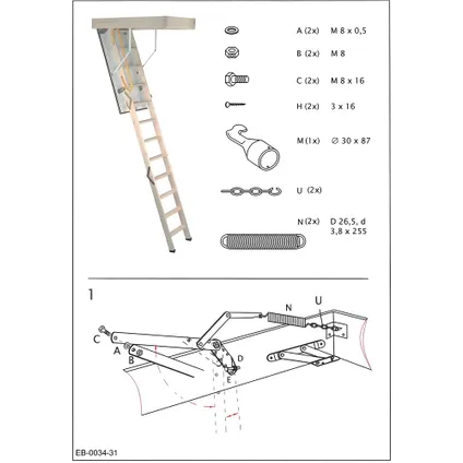 Escalier escamotable Complete - 110x70cm - 280cm hauteur 2