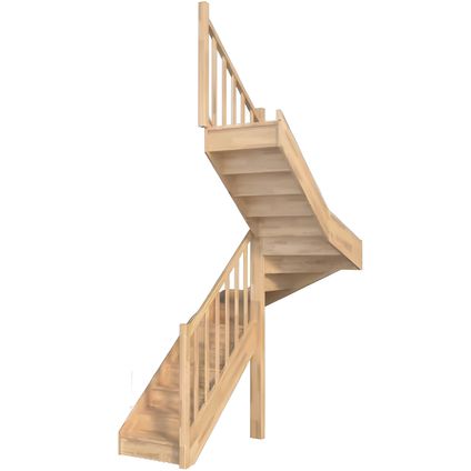 Escalier quart tournant OLEA - Double quart tournant - Escalier fermé - Quart tournant à droite - 1 main courante