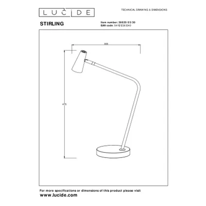 Lucide STIRLING - Tafellamp - Zwart 2