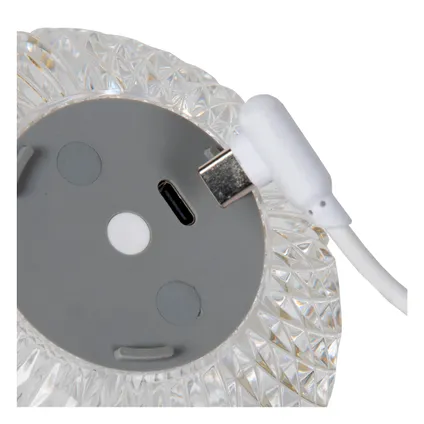 Lucide CINTRA - Oplaadbare Tafellamp - Accu/Batterij - Ø 9 cm - LED Dimb. - 1x1,5W 2700K - 3 StepDim - Transparant 5